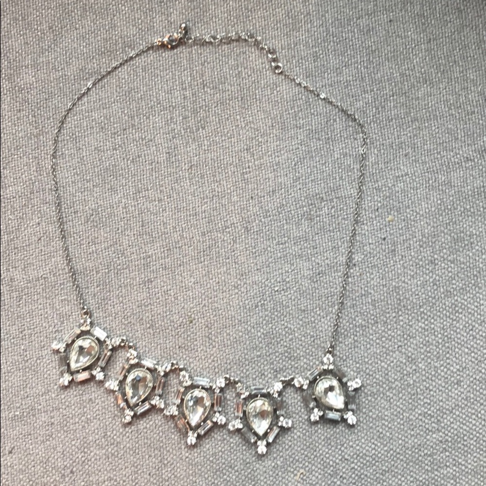 Accent necklace silver and  faux gem